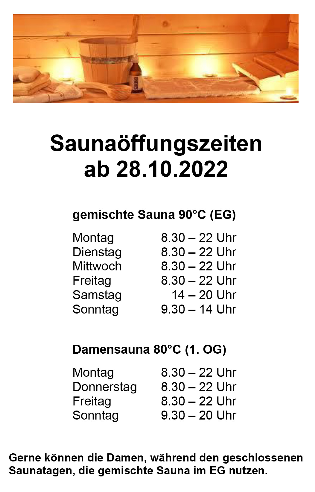 Sauna Öffnungszeiten